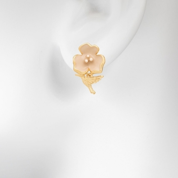 LC Lauren Conrad Floral Hummingbird Stud Earrings - Picture 3 of 3